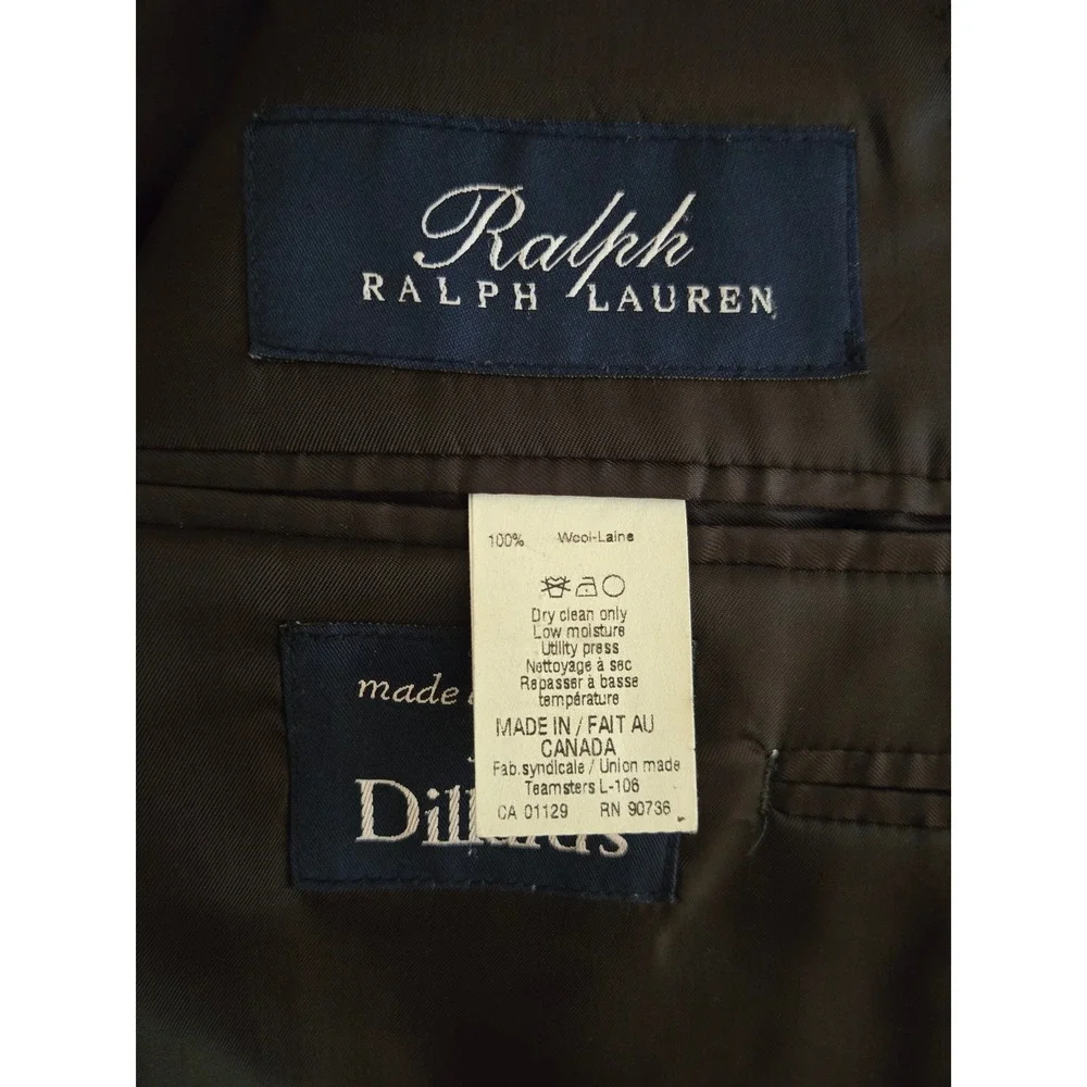 Ralph Lauren Mens 42R Brown Plaid 100% Wool Blazer Sport Coat Made in Canada‎